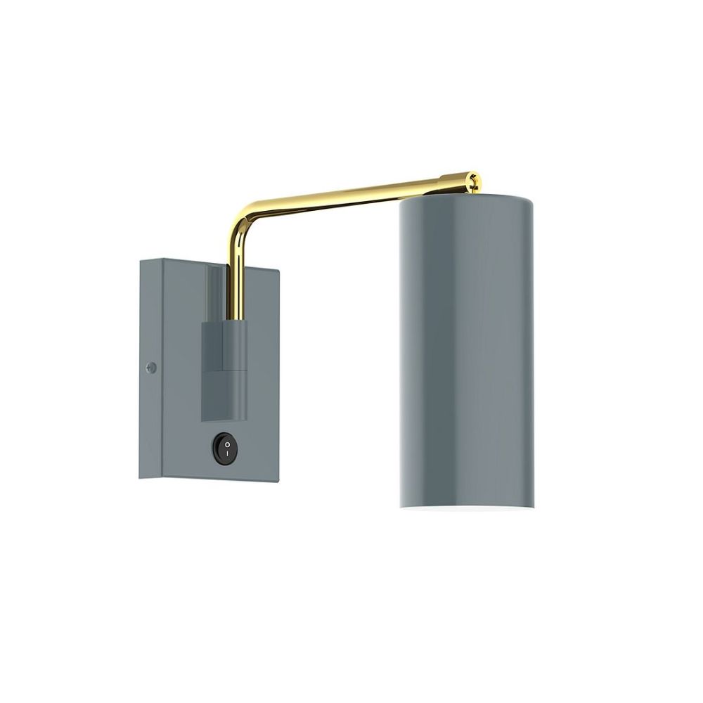 Montclair Lightworks SWA418-40-91-L10 J-series Swing Arm Wall Light, Slate Gray With Brushed Brass Accents